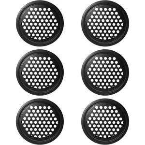 6Pcs 53mm/2inch Stainless Steel Black Round Soffit Louver Air Vents with Mesh Hole for Bathroom Kitchen Cabinet Wardrobe