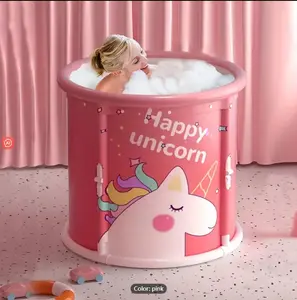 "1Pc Foldable Freestanding Bathtub, Portable Bathtub For Indoor & Outdoor, Hot Bath Tub, Carriable Soaking Freestanding Bathtub, Efficient Maintenance Of Temperature "