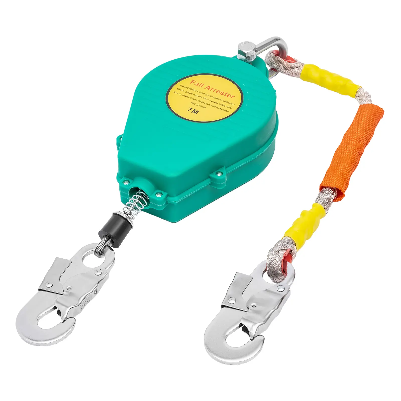 SHANGMAKEL Green Self-Retracting Lifeline (1 Unit), 23ft, Anti-Ratchet Double Brake System, 150kg/330lbs Load Capacity, 3.2mm/0.126in Wire Fall Arrest Safety Equipment, 3.3kg/7.27lbs, Plastic-Alloy Steel Snap Hook for High Altitude Work