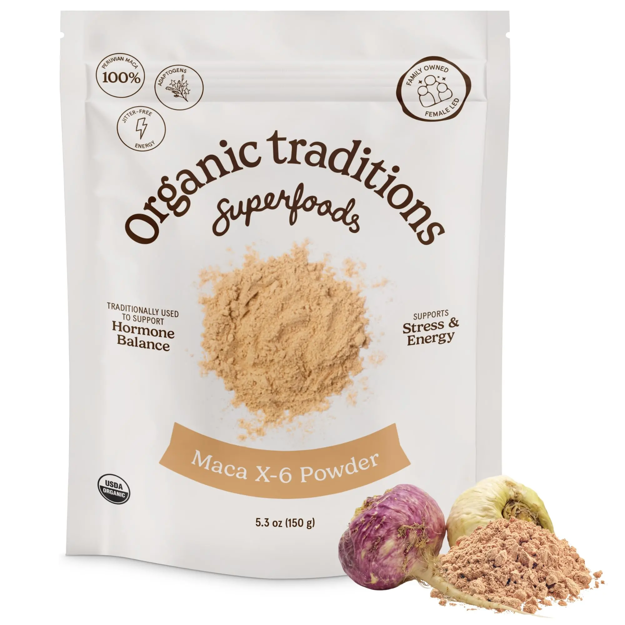 Organic Traditions Maca X 6 Root Powder, Concentrated Blend, 5.3oz