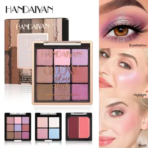 Eyeshadow highlighter blush combination palette three layers fine shimmer eyeshadow blush highlighter comprehensive palette