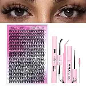 SOSIAY CICI 320PCS 40D D-Curl Individual Eyelash Extensions Kit with Bond Glue, Seal Remover, Eyelash Tweezers, Easy-Apply Long-Lasting False Lashes for Home/Salon Use