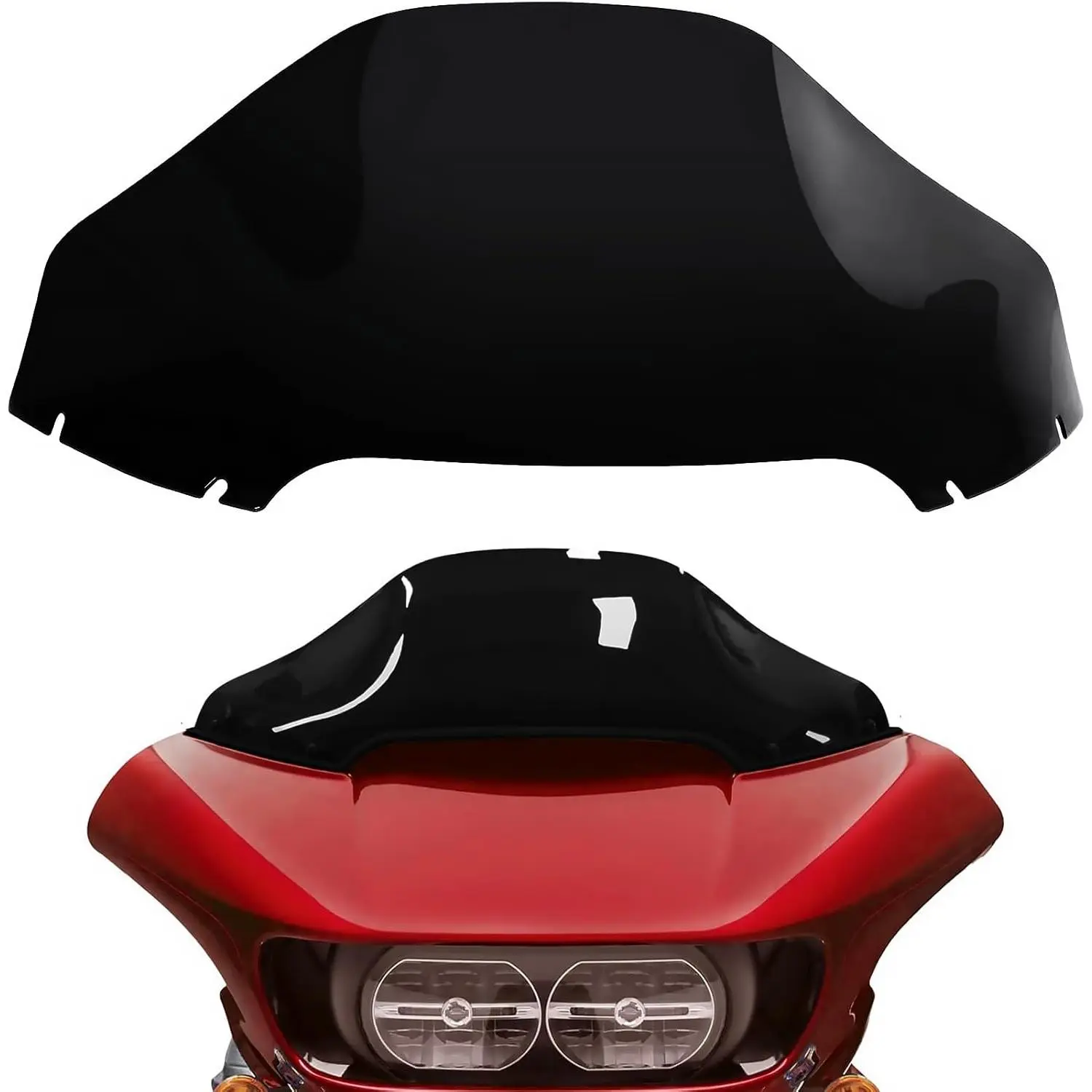13 in High-Strength ABS Classic Batwing Windshield - 70% Transparency Insect Blocker for Harley Davidson 2015-2023 FLTRX,15-16 CVO FLTRUSE,20-24 FLTRK,CVO 3 ST Special Ultra (Black) - Boosts Riding Safety