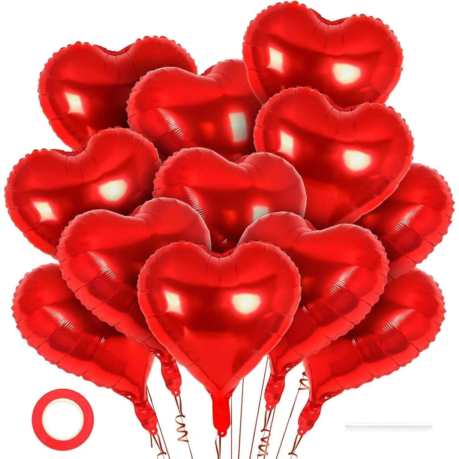 12 Pcs Red Heart Balloons,18 Inch Heart Foil Balloons Love Balloon Valentine Balloon for Birthday Party Wedding Engagement Party Shower Valentine Day Decorations (red)