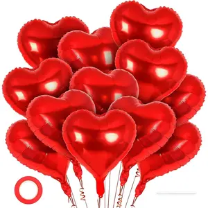 12 Pcs Red Heart Balloons,18 Inch Heart Foil Balloons Love Balloon Valentine Balloon Aluminium Decoration