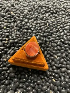 Handcrafted Sterling Silver And Orange Spiny Ring Size 6.5