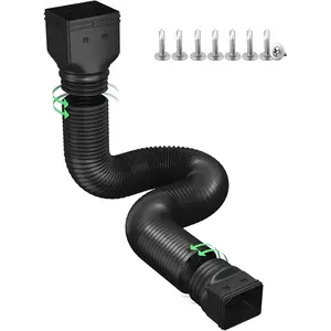 Rain Gutter Downspout Extensions, Downspout Extender for Rainwater Drainage Flexible, Down Spout Drain Extension Pipe and Extendable from 21 to 66 Inches (Black)