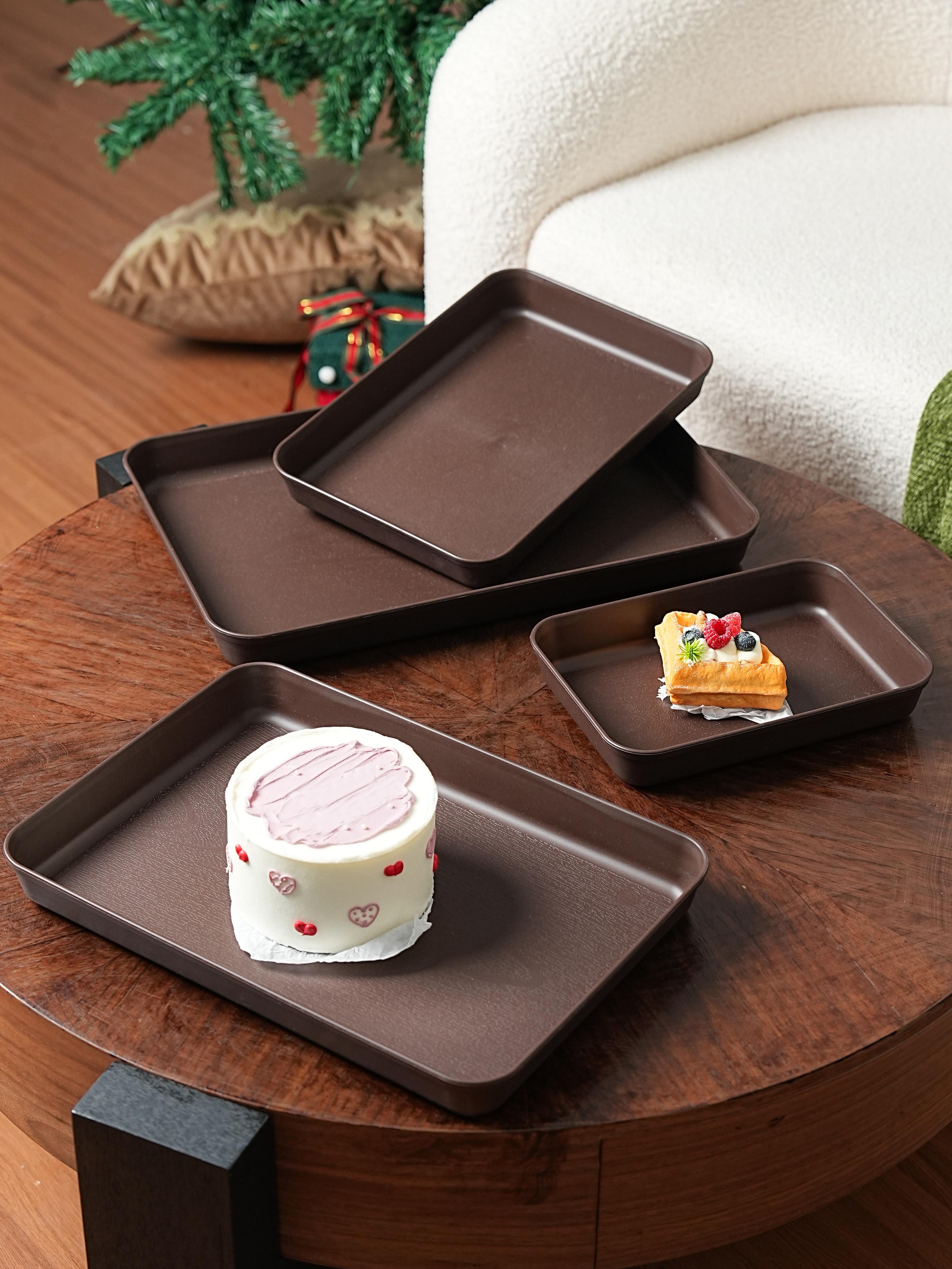Reusable PP Plastic Serving Trays Ideal for cookies, appetizers, deli foods, snacks, desserts and fruits. Perfect for party food presentation; stackable design for kitchen countertop use. Available in multiple sizes and colors.