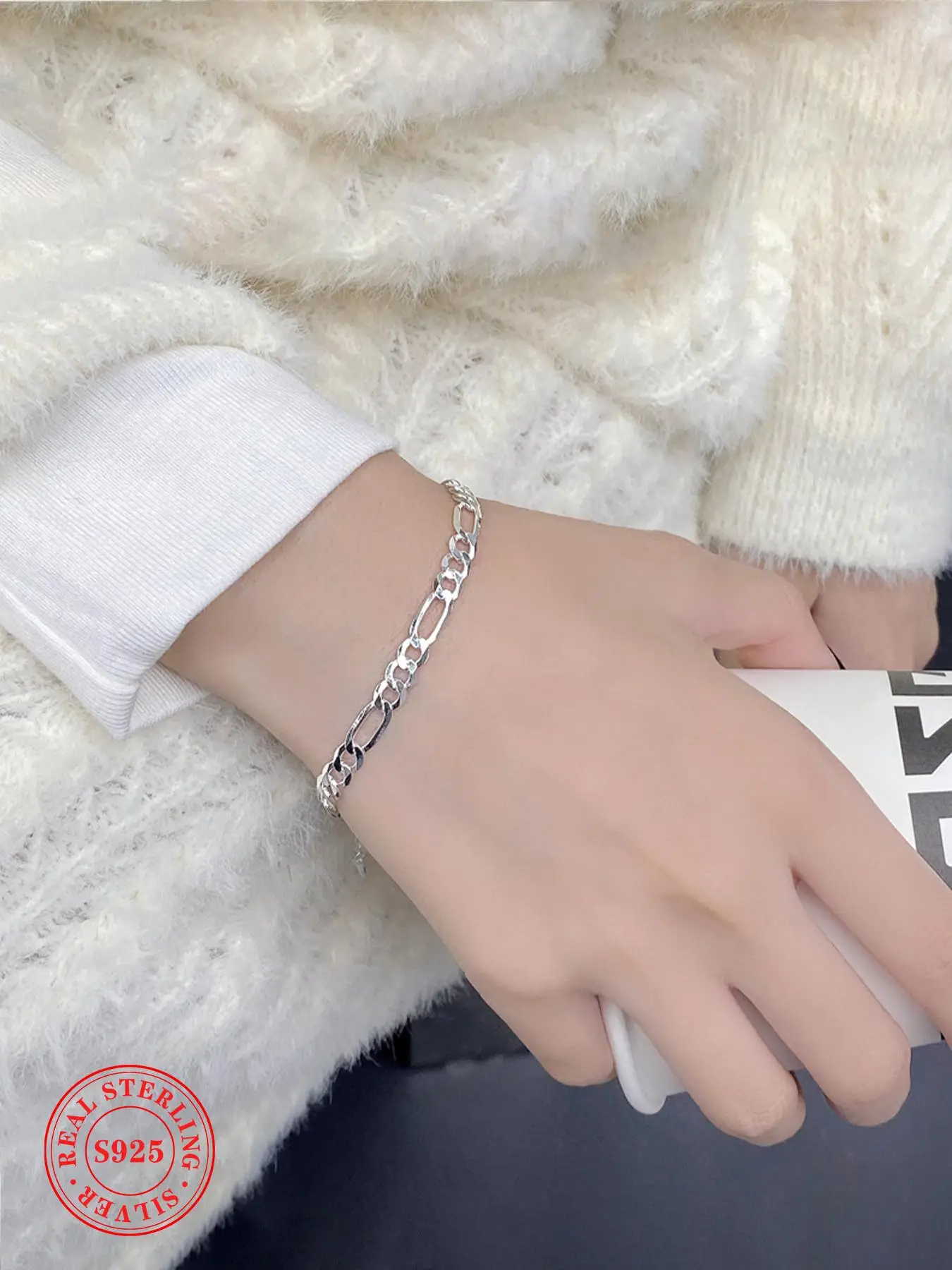 S925 Sterling Silver Car Flower Design Bracelet, Trendy Street Photography Bracelet, Fashionable Hip-hop Jewelry for Women & Men