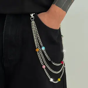 Men's Handsome Accessory Pendant Waist Chain Fashion Colorful Pants Chain for Men Hip Hop High End Sense New Style Jeans Waist Chain Charm Daily Wear Fashion Matching