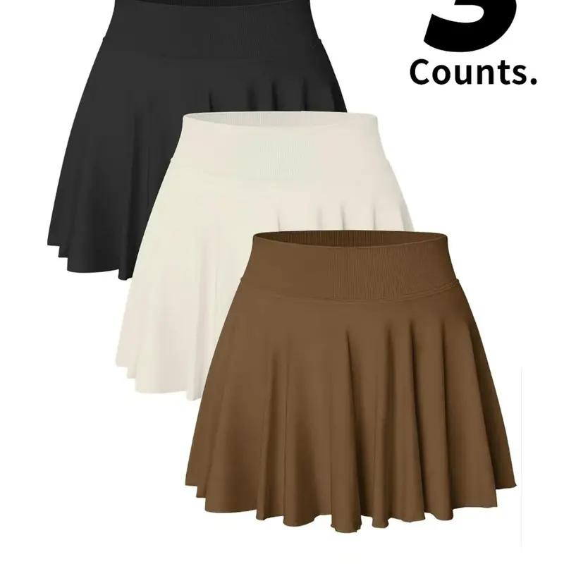 Women's Solid Color Anti-Exposure Tennis Skirt Pants, High Waisted Athletic Skorts with Pockets, High Waist Butt Lifting Pocket Storage, Quick-Dry Comfortable, Fashionable Summer, Workout Tennis Skorts, Active Skort Skirt, Sporty Skort
