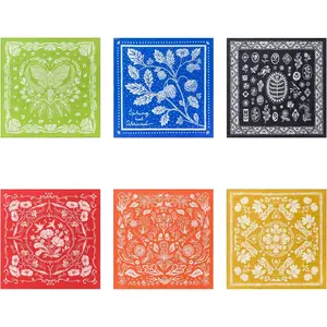 22"x22" Flower Cotton Bandana Multi-Purpose Headbands (6-Pack)