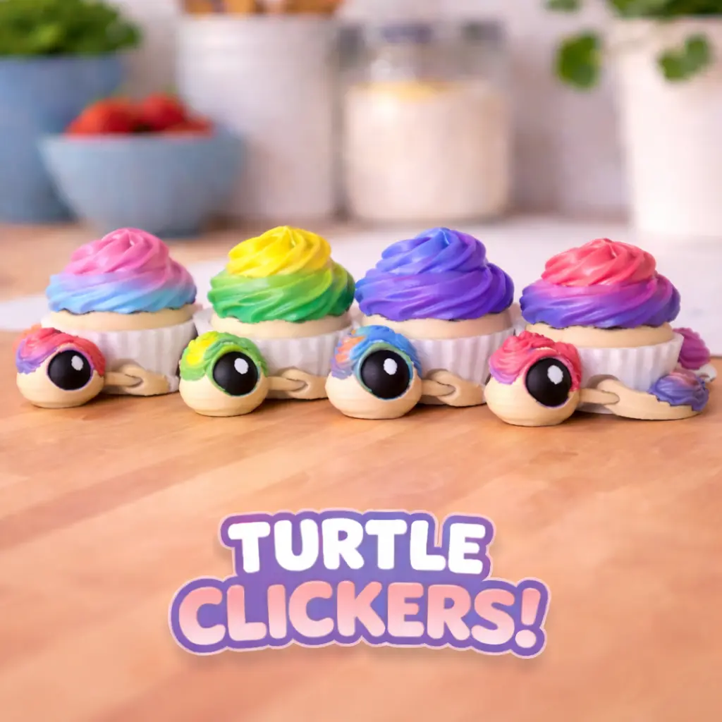 Cupcake Turtle Clicker - Desktop Decompression Sensory Fidget Toy, Stress Reliever, Work Gadget, Classic & Novelty Desktop Decoration