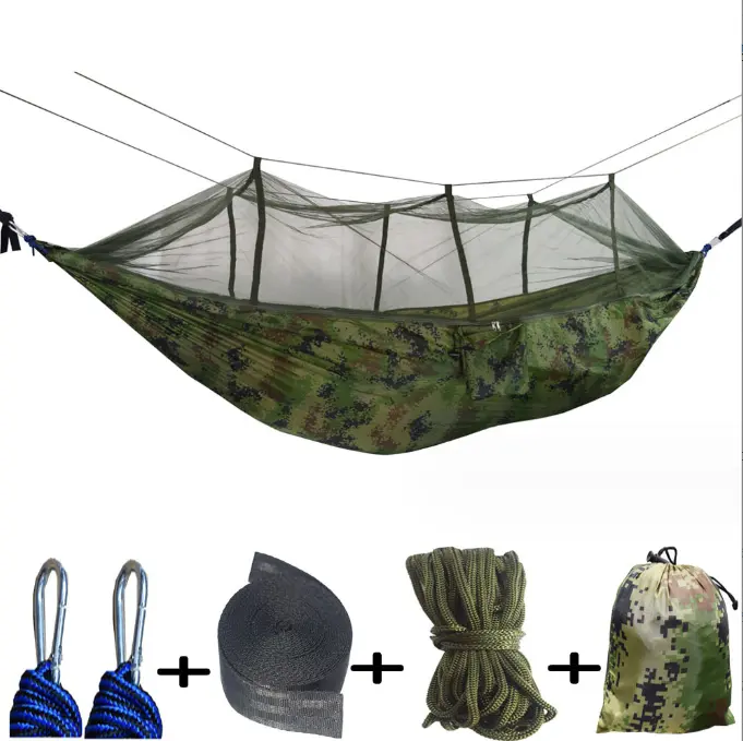 102x55in Camping Hammock, Portable Hammock 2 Person Hammocks with Net, Hanging Hammock Mosquito Net Camping Essentials Complete Kit, Best for Outdoor Hiking Survival Travel