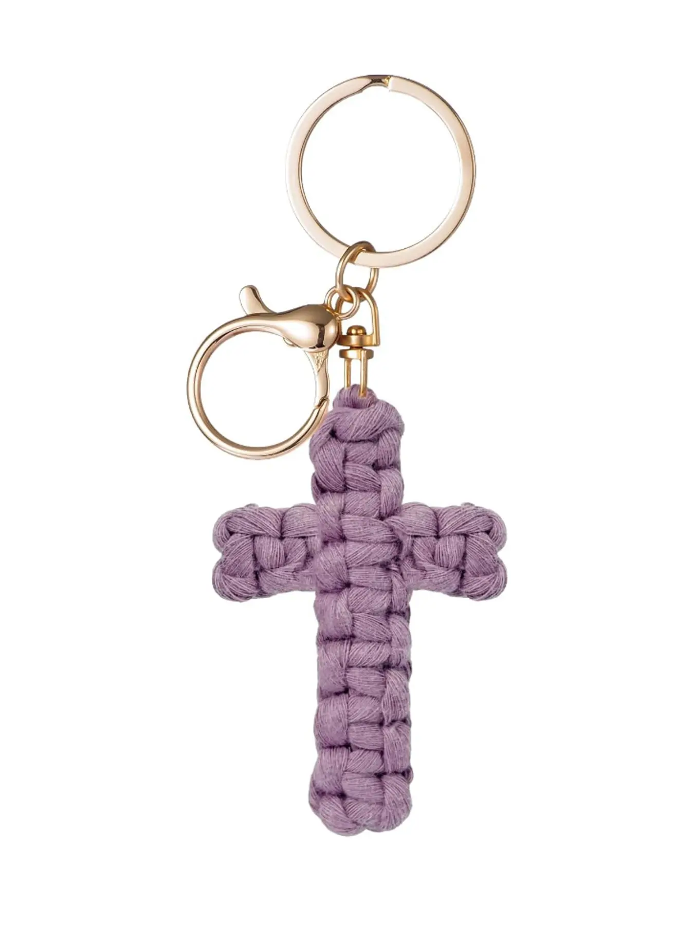 Macrame Cross Keychain,Jesus Key Chain Christian Car Accessories Keychain For Car Keys Handmade Soft Cross Keychain Boho Decor for Women Men Gifts