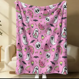 Halloween And Summerween Themed Printed Blanket, Designed For Gaming And Esports Enthusiasts To Decorate, Suitable For All Seasons. Suitable For Beds, Sofas, Cars, Room Decorations, And Gifts, Perfect As a Gift. a Single-Sided Printed Blanket