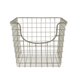 Scoop Steel Wire Stackable Storage Basket - Small Satin Nickel for Kitchen, Pantry, Closet & Garage, Ideal for Storage Organiser Drawer
