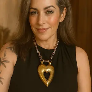 My Whole Heart + Brass Medallion Horse Bridle Necklace on Beaded Stainless Steal Choker