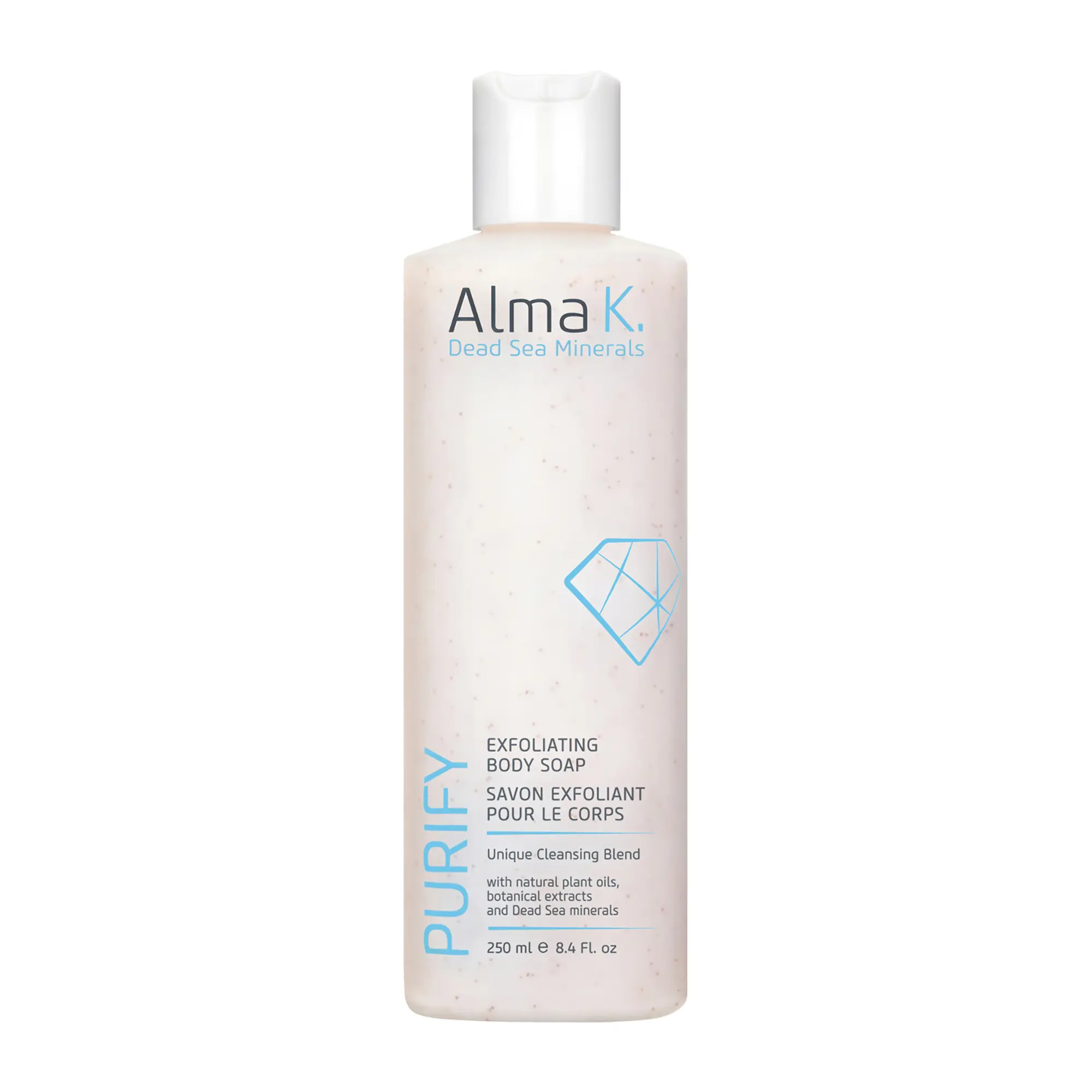 Alma K Exfoliating Body Soap - Exfoliating Body Wash for Women - Body Soap with Dead Sea Minerals - Moisturizing Natural Soap - Liquid Soap - 8.4 oz
