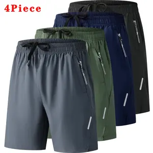 Men’s Quick-Dry Breathable Running Shorts, Pack of 5 – Lightweight Ice Silk Fabric, Casual Summer Beach Outdoor Sports Gear, with Zipper Pockets, Summer Activewear | Loose Fit Shorts | Breathable Fabric, Sporty Design