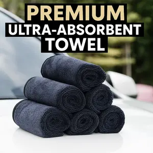 Premium Black Twisted-Loop Microfiber Drying Towel – Ultra Absorbent 1300 GSM, Super Soft & Streak-Free Cleaning Cloth, Multi-Purpose for Cars, Trucks, Motorcycles, Home, Kitchen & All Surfaces
