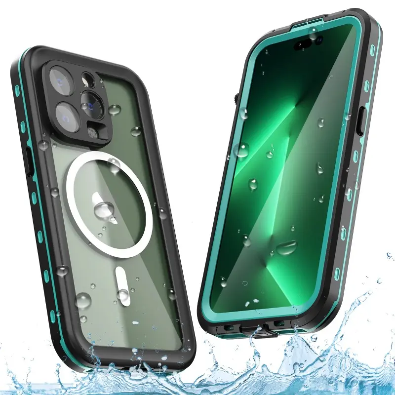 Shellbox Waterproof & Dustproof Casing for iPhone 16/15/14/13 Pro Max Plus, 360 Full Cover IP68 Smartphone/Cellphone/Handheld Devices Case with Magnetic Charging for Diving Underwater, Accessories