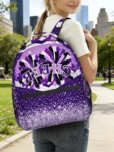 1pc Starburst Cheer Pattern Active Outdoor Sport Backpack - Durable & Easy-Care, Hiking Travel Backpack, Stylish Multi-Layer, Suitable for Business Trips, Camping, Beach, Fitness, Party, Shopping, Unisex