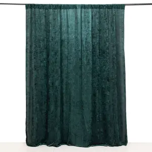 Crushed Velvet Backdrop Curtain – Hunter Emerald Green 8ft x 8ft Event Drape with Rod Pocket, Privacy Panel for Photo Booths & Events
