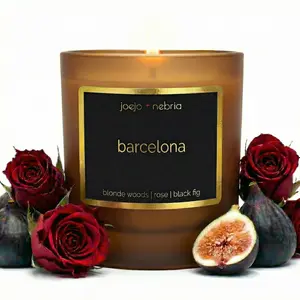 JoeJo + Nebria “Barcelona” — A coconut-apricot wax candle with blonde woods, rose, and black fig. Juicy, subtly sweet, and refined. Comes in a vegan, reusable container.