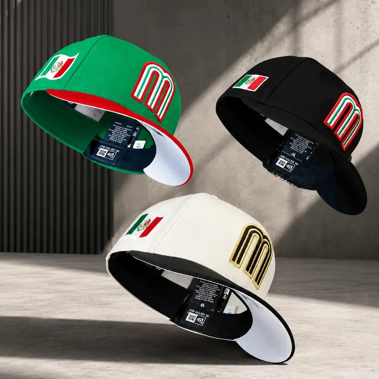 Unisex Embroidered M Letter Baseball Cap - Mexican Flag Design, Hip-Hop Net Style, Adjustable Black Cap for Everyday Outdoor Casual Wear Premium Quality Cap Patch Hat