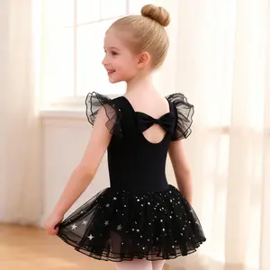 Girls Ballet Dance Dress with Ruffle Sleeves,Sparkly Tulle Ballerina Outfit, Comfortable Leotard for Dance Class, Performance & Birthday Party