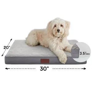 41in Gray Orthopedic Dog Bed for Large Dogs with Non-Slip Bottom, Waterproof and Machine Washable Removable Pet Bed Cover