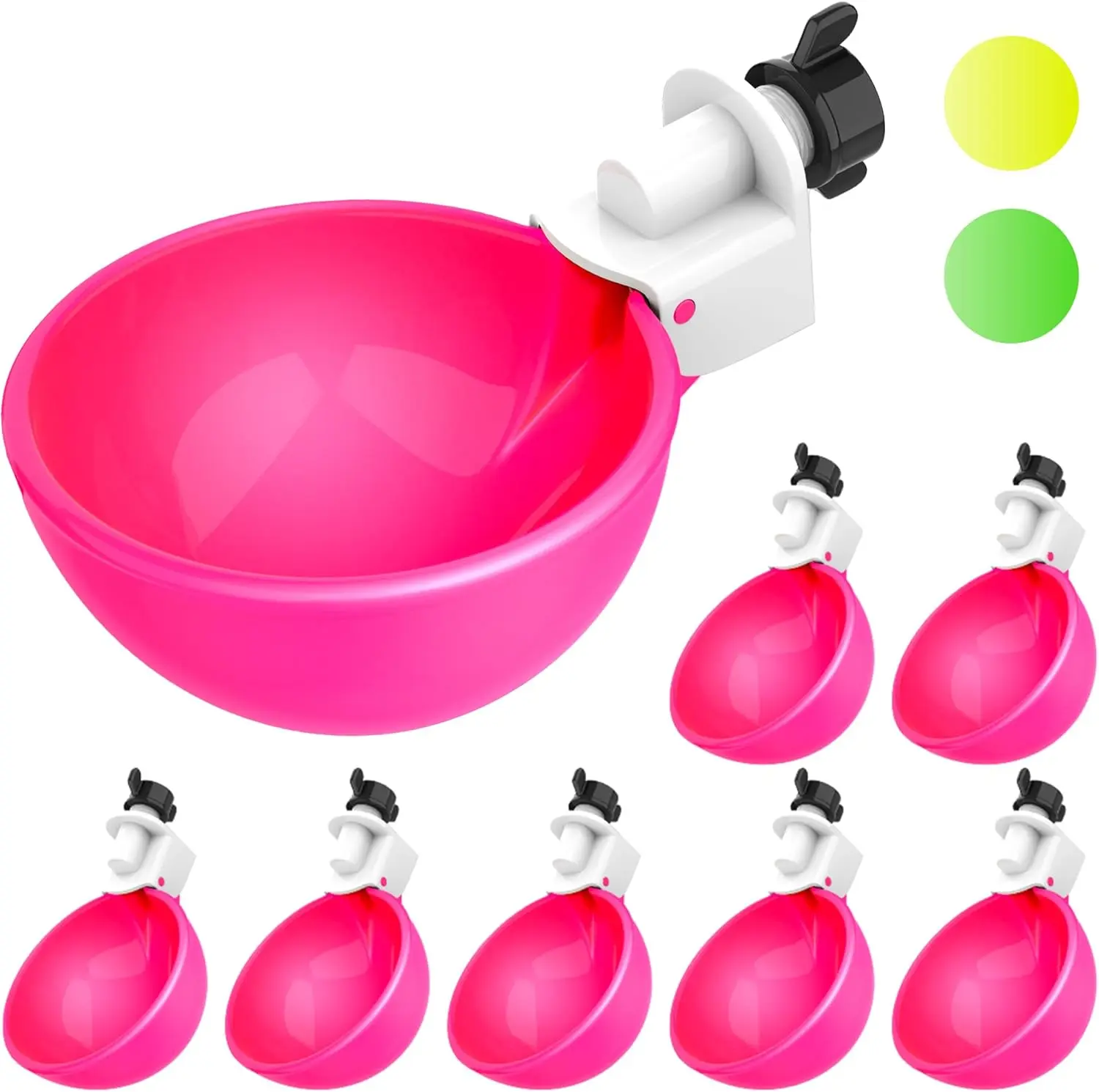Large Automatic Chicken Waterer Cups Suitable for Ducks, Geese, Turkeys, and Bunny Rabbit - Water Feeder Kit - Poultry Waterer (Pink, 8 Pack)
