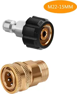 Pressure Washer Adapter Kit, 3/8 in Quick-Connect X M22-15Mm Connections, 5000 PSI Quick-Connect High Pressure Hose Connect Kit