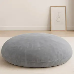 Large Meditation Cushions - Round Floor Pillows for Adults with Removable Washable Cover, Soft and Supportive Floor Cushion for Yoga, Seating and  Bed, 32 inch - Grey
