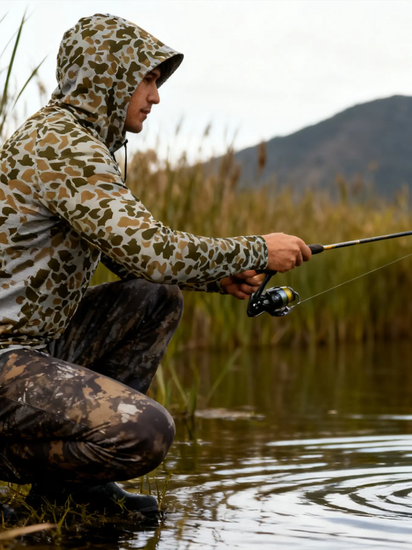 Men's Fishing Hoodie Face Cover Neck Sailing Shirt, Long Sleeve Hunting Jersey, Summer Performance Fish Gear, Beach Tops Wear, Climbing Uniform, Outdoor Apparel, Fishing Clothes