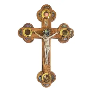 Olive Wood & Mother-of-Pearl Cross from the Holy Land