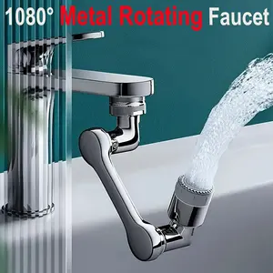 1 robotic arm faucet, 1080° rotation, splash-proof design with adapter head. Faucet for kitchen, bathroom, and other faucet installation tools. Multi-purpose faucet, practical tool for convenient washing. Available in black or silver