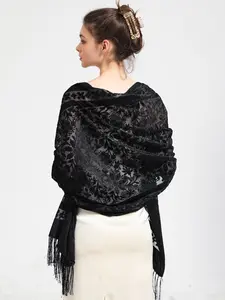 Women's Elegant Floral Pattern Design Scarf with Tassel Design, Trendy Vintage Style Scarf, Fashionable Scarf for Women for All Seasons, Floral Pattern Shawl, Fashion Shawl Wrap