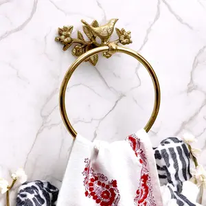 Brass Bird Towel Ring - Brushed/Satin Finish
