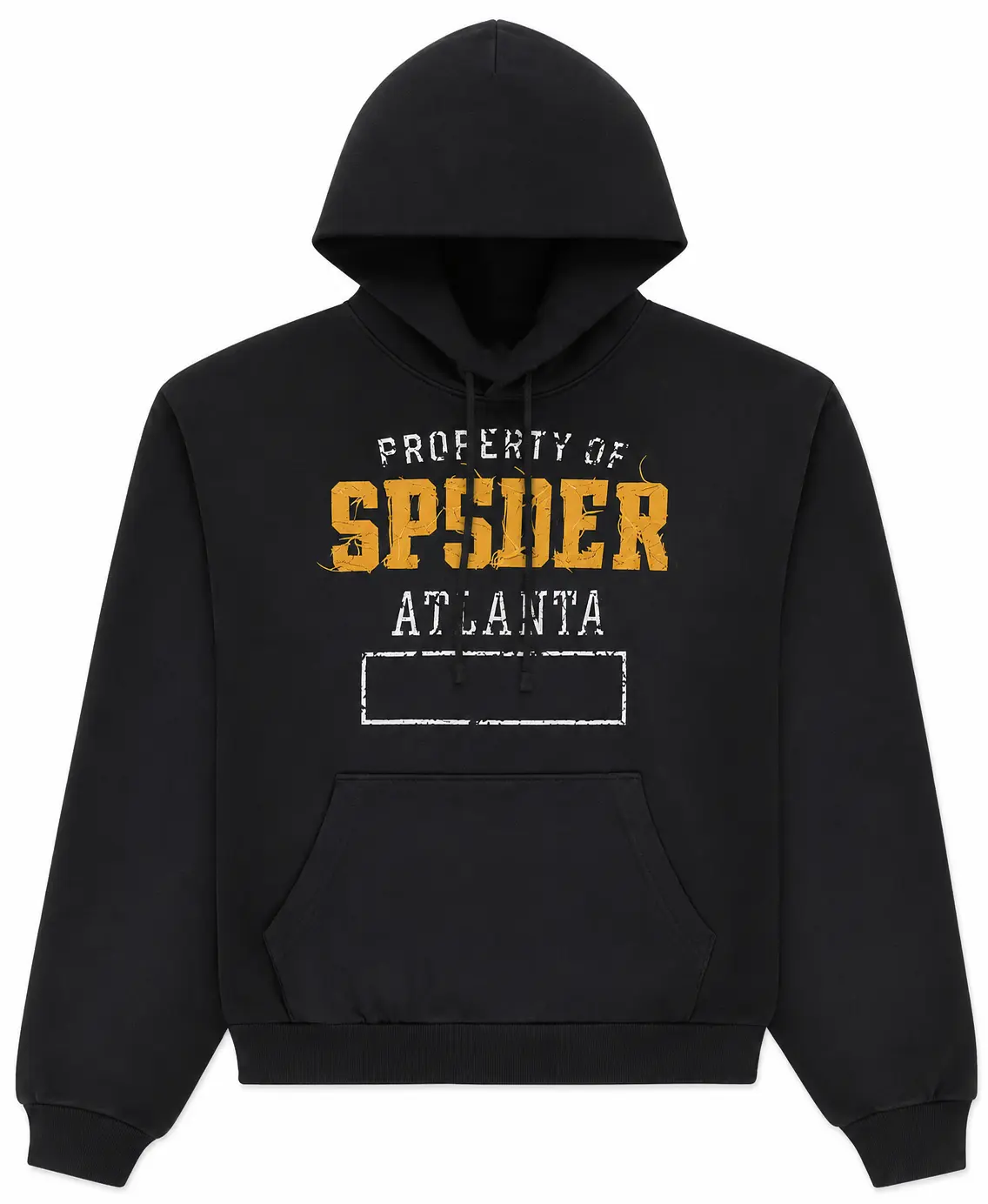 Spider Atlanta Graphic Hoodie, Distressed Collegiate Typography Pullover, Urban Streetwear Sweatshirt, Casual Graphic Hoodie