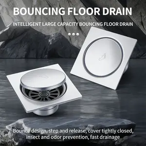 Durable Drain Cover with Anti-Odor Stainless Steel Bounce Filter, Press-Type Design, Bug Prevention, Suitable for Shower and Bathtub Drains