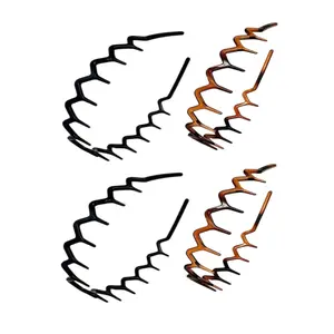4 count Zigzag Headband Headband with  ,Plastic Wavy Comb Zig Zag  Comb Plastic Hair Accessories