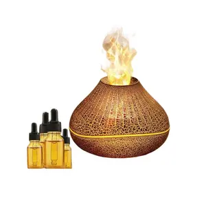 Essential Oil Volcano Diffusers with 4 Essential Oil, Aroma Diffuser with Led Flame Aromatherapy Diffuser & Mist Humidifier 7 Colors Lights
