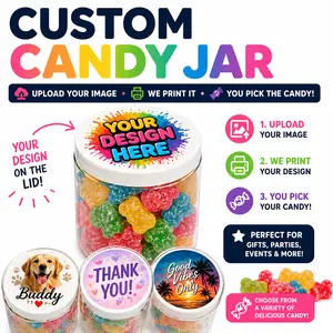 Custom 4oz Treat Jar with Lid – Upload Any Photo | Personalized Candy Jar | Full Color Print | Party Favor & Gift