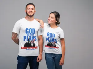 Unisex Soft Style White T-Shirt | God Has  Other Plans TRUMP 2024 | Purpose-Driven  Cotton Tee for Men & Women Casual Fabric
