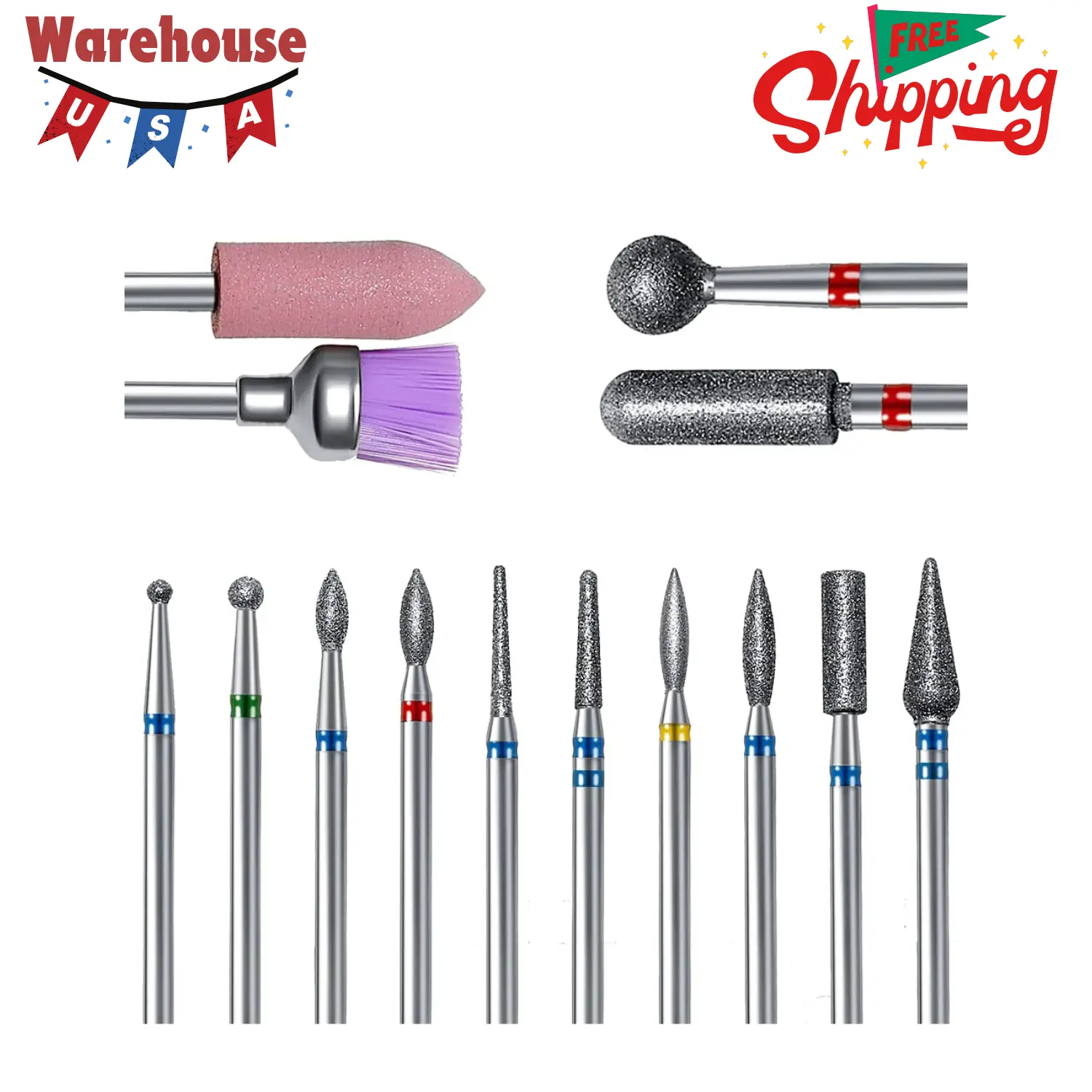 14pcs Nail Drill Bits Set 3/32" Electric Manicure Nail