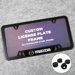 Front or Rear Carbon Fiber Texture License Plate Frame Protect Cover Fit Mazda Decorate Accessories Gifts