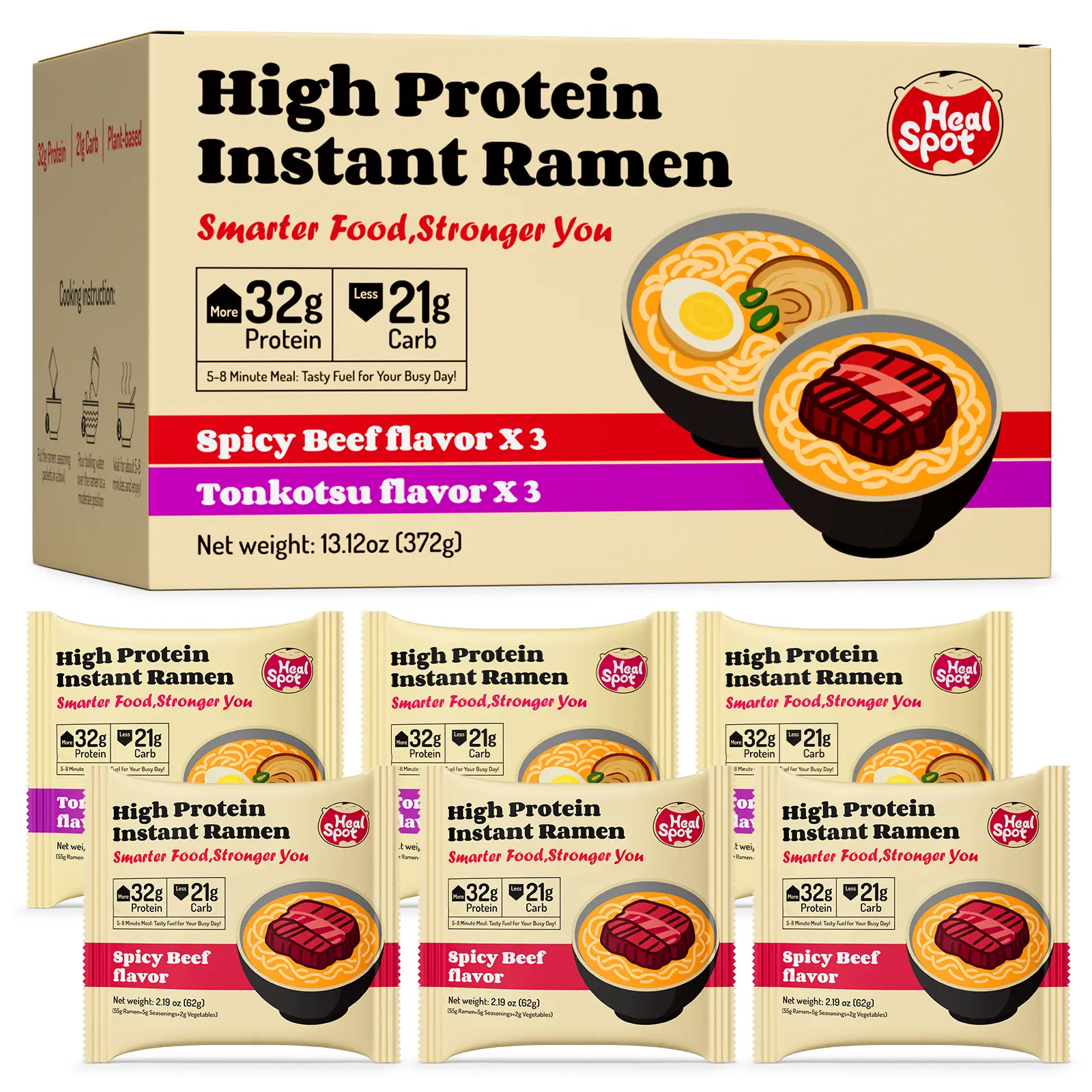 6Packs(Beef*3,Tonkotsu*3)