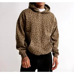 Leopard Print Hoodie|     Oversized & Cozy Cotton Blend Sweatshirt with Kangaroo Pocket